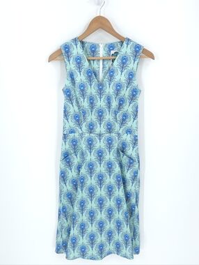Lesley Evers Vintage Inspired Peacock Print Dress Novelty Pockets Retro Tradwife